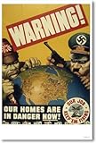 Warning - Our Homes Are in Danger Now - Vintage WW2 Reprint Poster