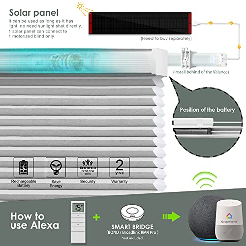 Yoolax Motorized Shade Works with Alexa, 60 Blackout Smart Cellular Shade Custom Size