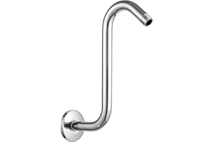Shower Arm with Flange, 11 Inch S Shape Shower Head Extension Arm for Handheld/Fixed/Rain Shower Head, Stainless Steel Goose 