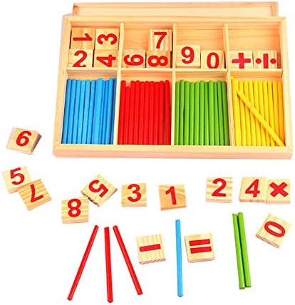 Wooden Number Cards and Counting Rods with Box Montessori Teaching Aids for Arithmetic Learning