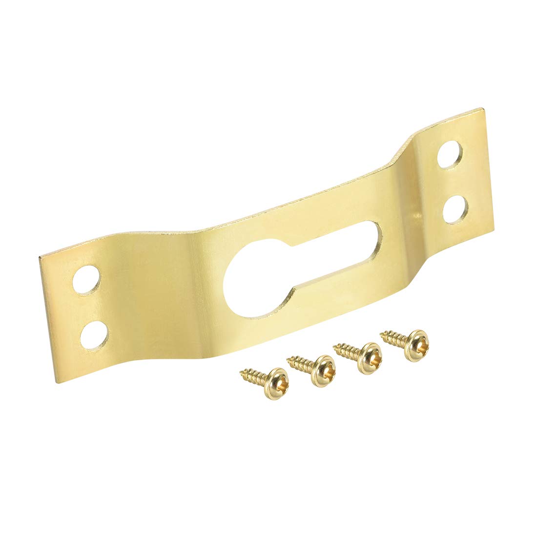 sourcing map Keyhole Hanging Plate, 66mm x 19mm Single Hole Hook for Picture Frames with Screws, 20 Pcs (Golden)