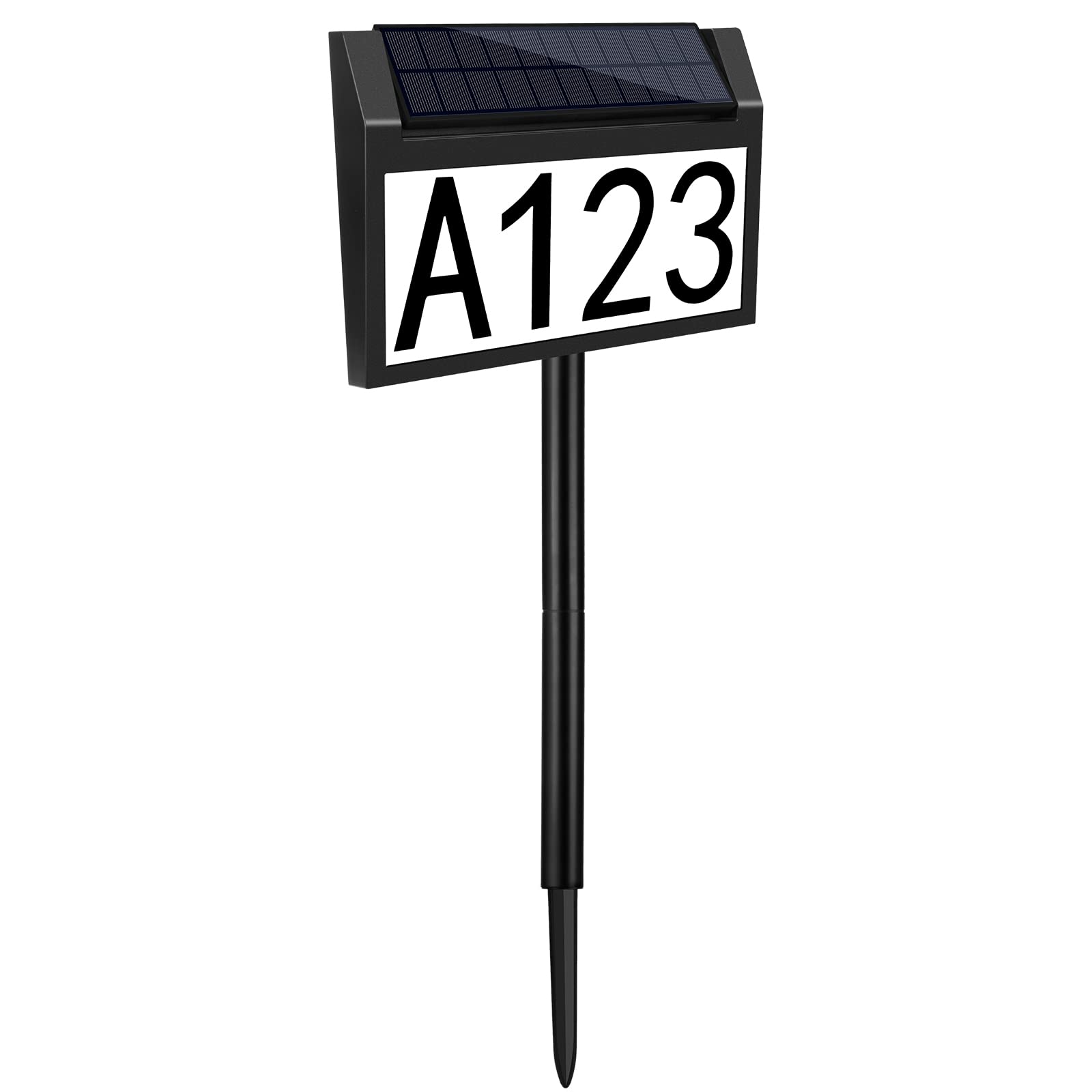 Photo 1 of KAZIPA Solar House Numbers for Outside Address Sign 3-Color in 1 LED Illuminated House Numbers Address Plaque with Stake Waterproof Solar Powered House Numbers Address Numbers for House Yard Outdoor Home Street Garden Driveway