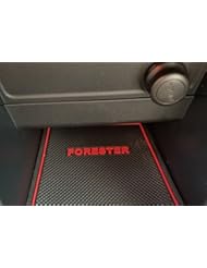 Automotive Parts and Accessories: Custom Fit Cup Holder Mats for 2014 2015 2016 2017 Subaru Forester 14-pc Set (Red Trim) - CupHolderHero