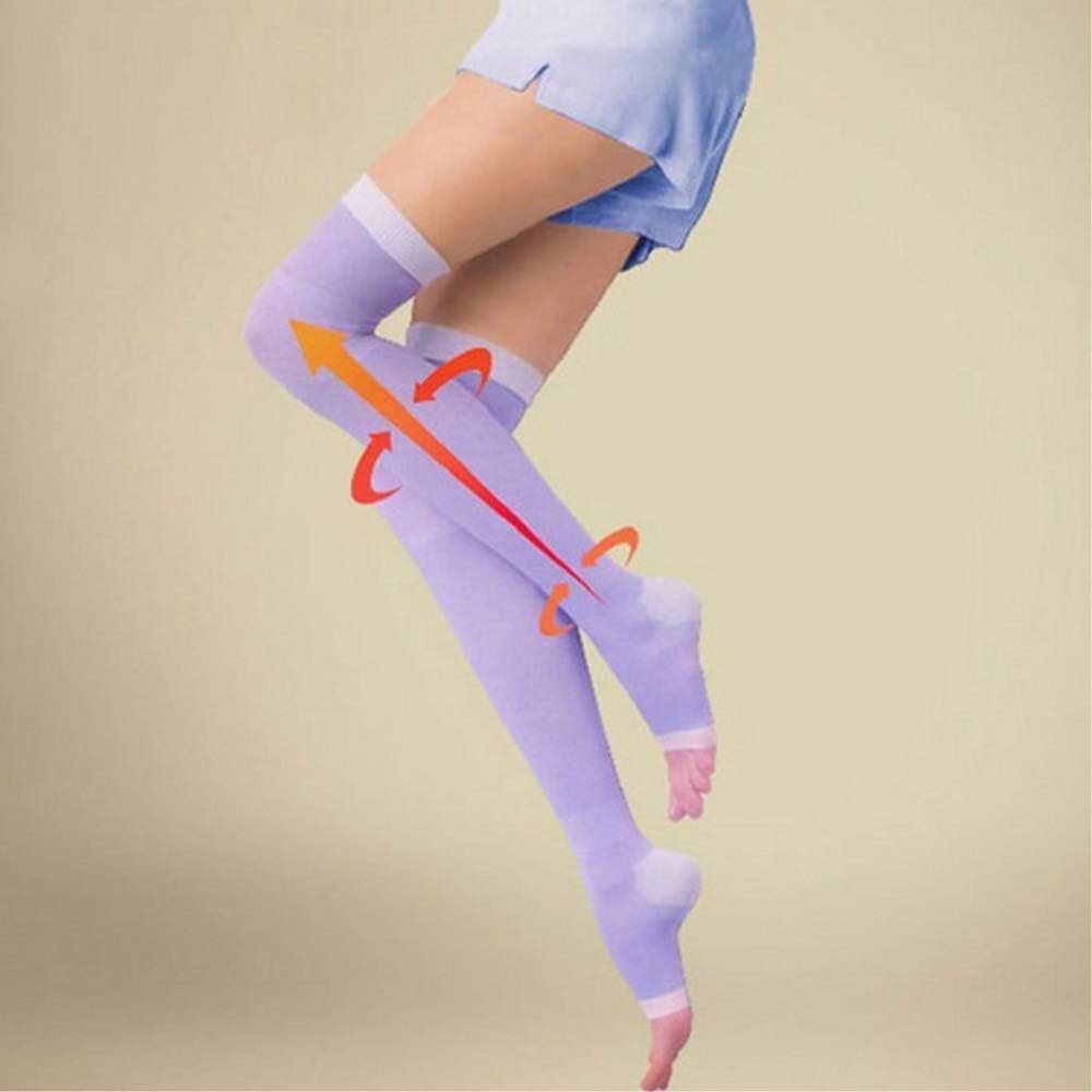 DDTing 1pair Varicose Veins Compression Burn Fat Super Thin Sleeping overnight Slimming Stockings lady's Beauty Leg Slim legging goodService Purple