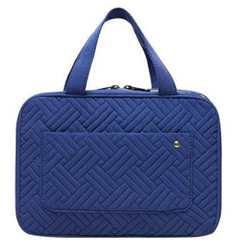 Hanging Travel Toiletry Bag, Large Cosmetic Organizer Bag Portable Make up Wash Bag with 4 compartments 1 Sturdy Hook for Women, Men, Girls, Business Trip (Blue) L