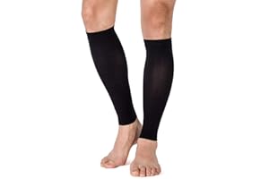 TOFLY® Calf Compression Sleeve for Men & Women, 1 Pair, Footless Compression Socks 20-30mmHg for Leg Support, Shin Splint, Pain Relief, Swelling, Varicose Veins, Maternity, Nursing, Travel, Black XL