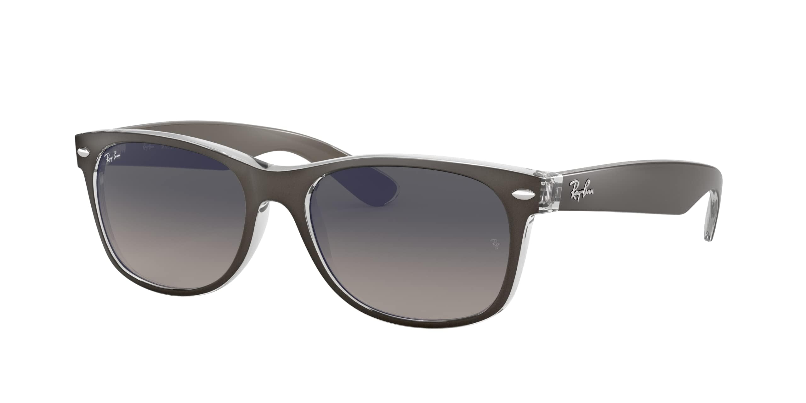 Photo 1 of Ray-Ban Unisex RB2132 New Wayfarer Gradient Square Sunglasses, Gunmetal On Transparent/Light Grey Gradient Dark Grey, 55 mm