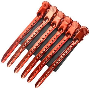 Tmarton 12Pcs Red Salon Metal Hairdressing Sectioning Dividing Duck Bill Clips Clamp Hair Styling Clips Hairpin