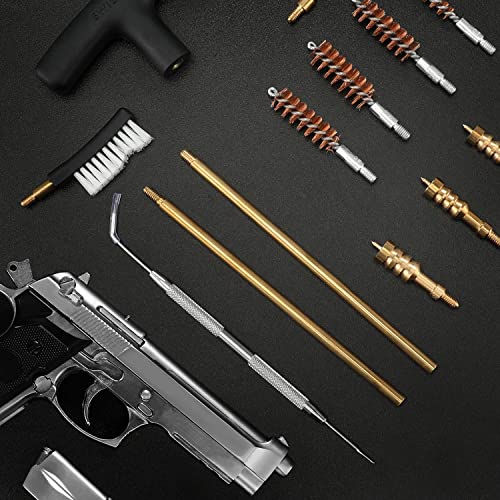 Swiss+Tech Universal Gun Cleaning Kit, 16 Piece Gun Cleaning Kit with Cleaning Rod, Bore Brushes, Gun Cleaning Jags and Cleaning Patches, for Handguns, Rifles and Shotguns, Portable Case Included
