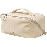 EACHY Travel Makeup Bag, Large Capacity Cosmetic Bag for Women, Waterproof PU Leather, Flat Open Portable Toiletry Bag for Skincare, Brushes & Travel Essentials