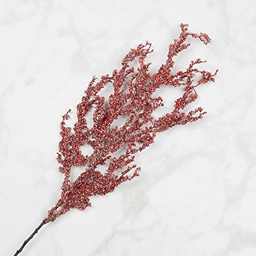 Icy Red Artificial Twig Stems for Indoor Decorating - 2 Stems
