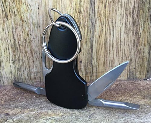 ARMIS New Tools Keychain Outdoor Multifunction 4-in-1 Screw driver Knife Opener Combination Tools Travel Metal Multi Fuctional Keychain (BLACK)