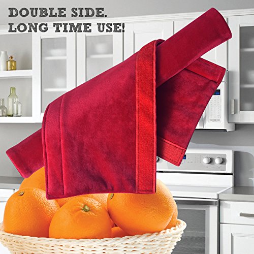 Refrigerator Door Handle Cover Kitchen Appliance Decor Handles Antiskid Protector Gloves for Fridge Oven Keep off Fingerprints,Liquid,Oil Stain,Food Spot,2 pieces (16" 4", Red Plush)