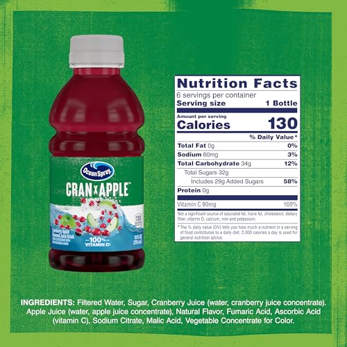 OCEAN SPRAY CRAN-APPLE JUICE DRINK, 10 OUNCE BOTTLE (PACK OF 6)