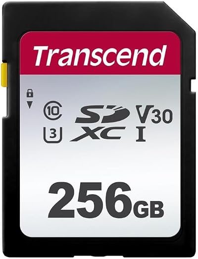 Transcend SDC300S 256GB SDXC Card C10 U3 V30 100MB/s Read 40MB/s Write