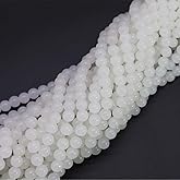 Pamir Tong 600PCS 8mm White Glass Round Beads Bulk-Imitative Jade Beads-Bracelet Loose Beads for Jewelry Making Earring, Necklaces, and DIY Crafts