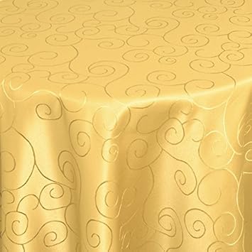 Bronzino Tischdecke Oval Gelb 160 x 220 cm Ornamente Form, Farbe & Größe wählbar