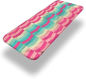 LCGGDB Geometric Polyester Picnic Table Fitted Tablecloth Cover,Retro Mexican Boho Flora Elastic Edged Picnic Table Covers,30in x 72in (6ft),for Travel Christmas Picnics Parties Outdoor