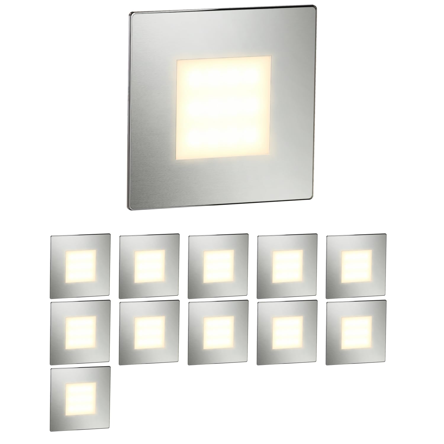 ledscom.de 12 LED Staircase Light/recessed wall Light FEX for Indoor and Outdoor, Angular, Stainless Steel, 85 x 85mm, Warm White