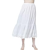 BEAUTELICATE Half Slip Skirt Extender 100% Cotton Vintage Underskirt with Embroidery Alencon Lace