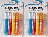 Aquafina Hydrating Lip Balm (2) 4-Packs, Jojoba & Almond Oils, VIT. E, New Flavors (Lemon Zing, Orange Splash, Berry Loco, Pure Original) Total of 8 Sticks Lip Ointment Healing Therapy for Lips