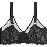 Cotton Whisper Plus Size Women's Breathable Underwire Lace Bra 4-Row 4-Hook