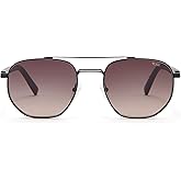 TUMI - 505 Double Bar Sunglasses for Men - Pilot Shaped Sunglasses - Gradient Lens - UV Protection - Sunglass Case - 54mm - Black