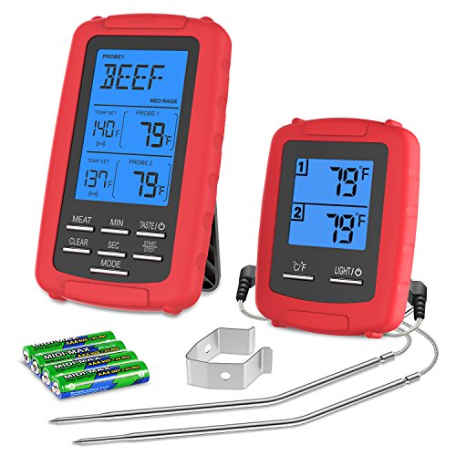 MILCEA MT32 Meat Thermometer 230 Feet Wireless Remote Digital BBQ Thermometer with Dual Probes for Kitchen Smoker Grill Oven, Battery Included