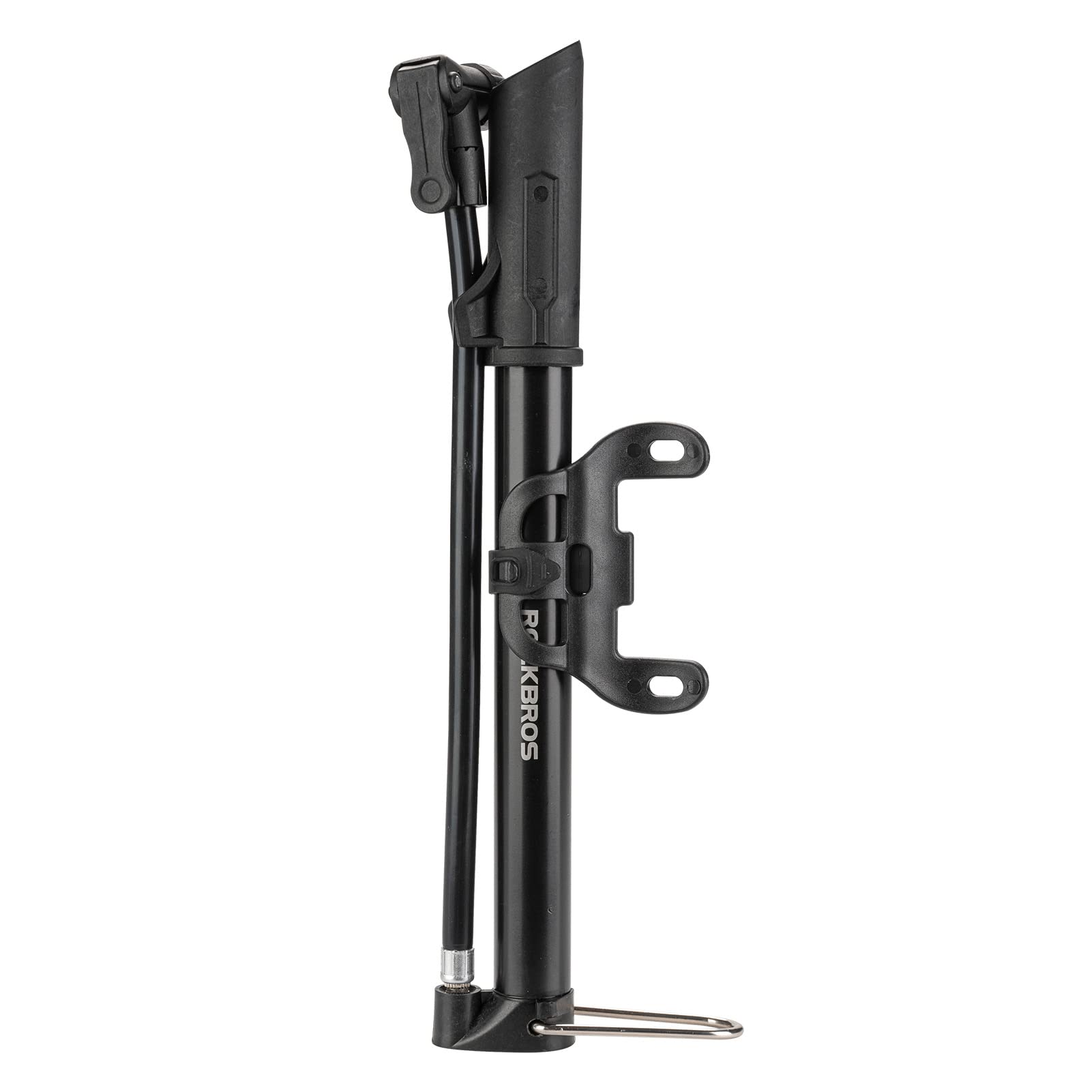 ROCKBROS Cycling Hand Pump Mini Bicycle Tyre Pump Portable Inflator Small High Pressure 120 PSI Aluminum Alloy Flexible Hose with Free Holder Presta Schrader Valve Black