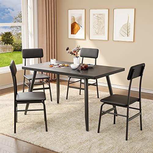 Gizoon Piece Dining Table Set for 4, Modern Metal Wood Kitchen