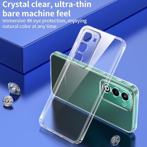 Phoona Case for OPPO A5 4G/5G Case with 2 Pieces Tempered Glass, Transparent TPU Silicone Protection Case for OPPO A5 4G/5G Anti-Shock and Anti-Scratch Case