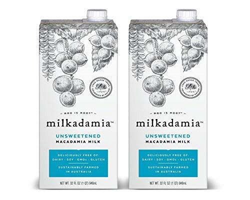 Milkadamia Unsweetened Macadamia Milk (32 oz., 2 Count) - Keto, Dairy Free, Vegan, Sugar Free