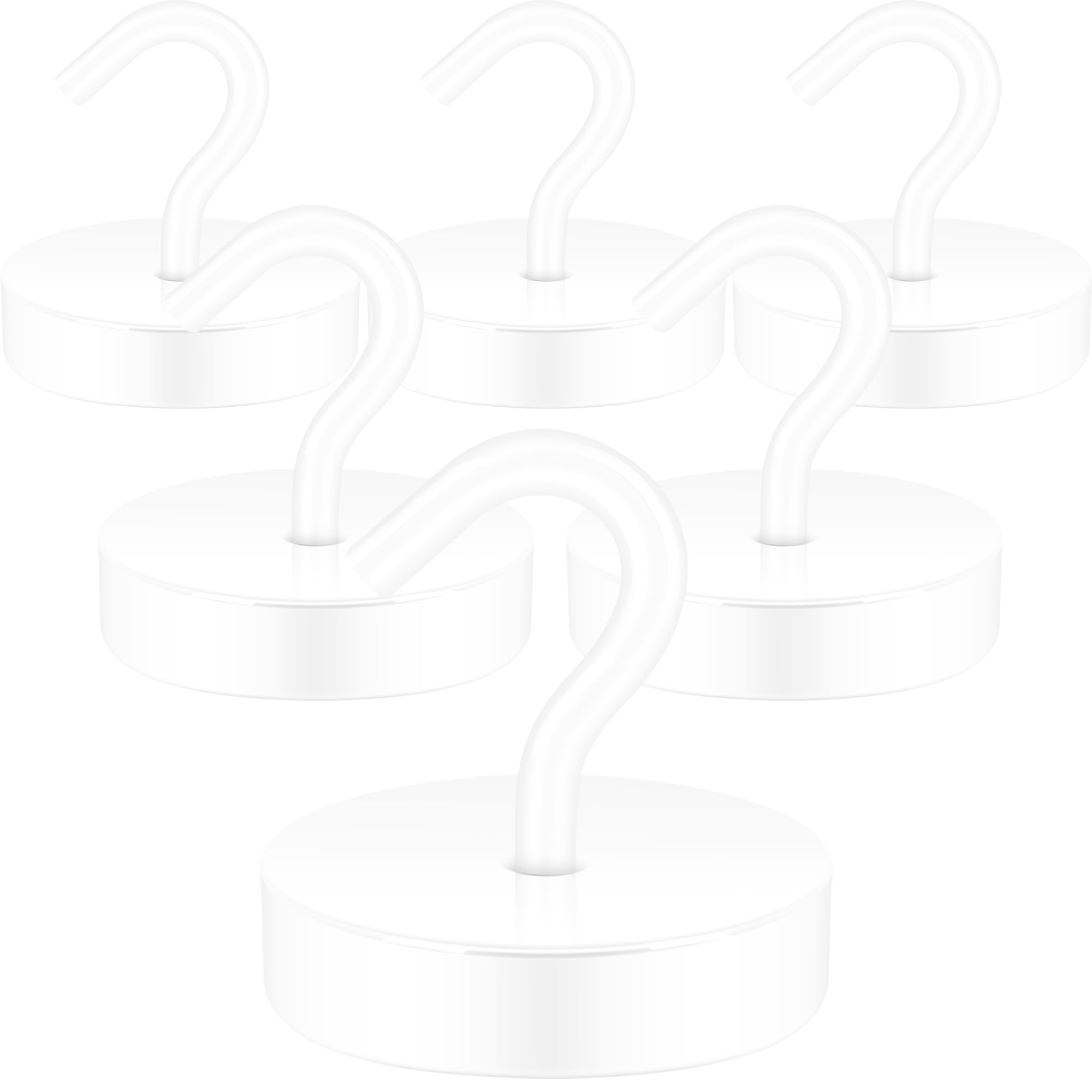 Neosmuk Magnetic Hooks, 120lb Extra Strong Magnet with Hook for Fridge,Heavy Duty Cruise Hook for Ceiling,Small Magnetic Holder for Van, Tool(White, Pack of 6)