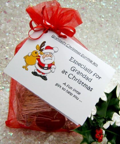 Novety Christmas Gift for Grandad (RED) .A Christmas Survival Kit Gift Card! A Fun Stocking Filler, Xmas Card Alternative or Token Novelty Present For Him
