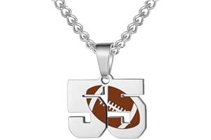 AIAINAGI Football Number Necklace for Boys Athletes Jersey Number Pendant Silver Stainless Steel Charm Number Chain Sport Jewelry Gift for Men