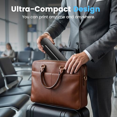 ByteCintia Imprimante Thermique A4 sans Encre, Bluetooth sans Fil Compatible avec iOS Android Mac Windows, Imprimante de Voyage Ultra-légère 450g pour Télétravail, Reçus et Pochoir Tatouage, Noir