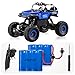 Tobeape RC Car, Wireless Remote Control Off Road RC Toy Car, 1/18 Scale High Speed RC Truck, 4 Wheel Drive Jeep, Birthday Gift for Children, Kids (2 Rechargeable Batteries Included) - Blue