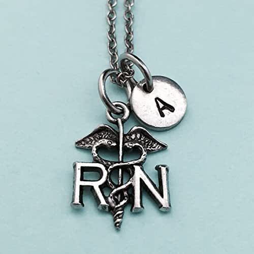 RN necklace, RN charm, nurse necklace, personalized necklace, initial necklace