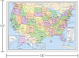 Amazon Com Us And World Desk Map 13 X 18 Laminated For Students Home Or Classroom Use By American Geographics Office Products