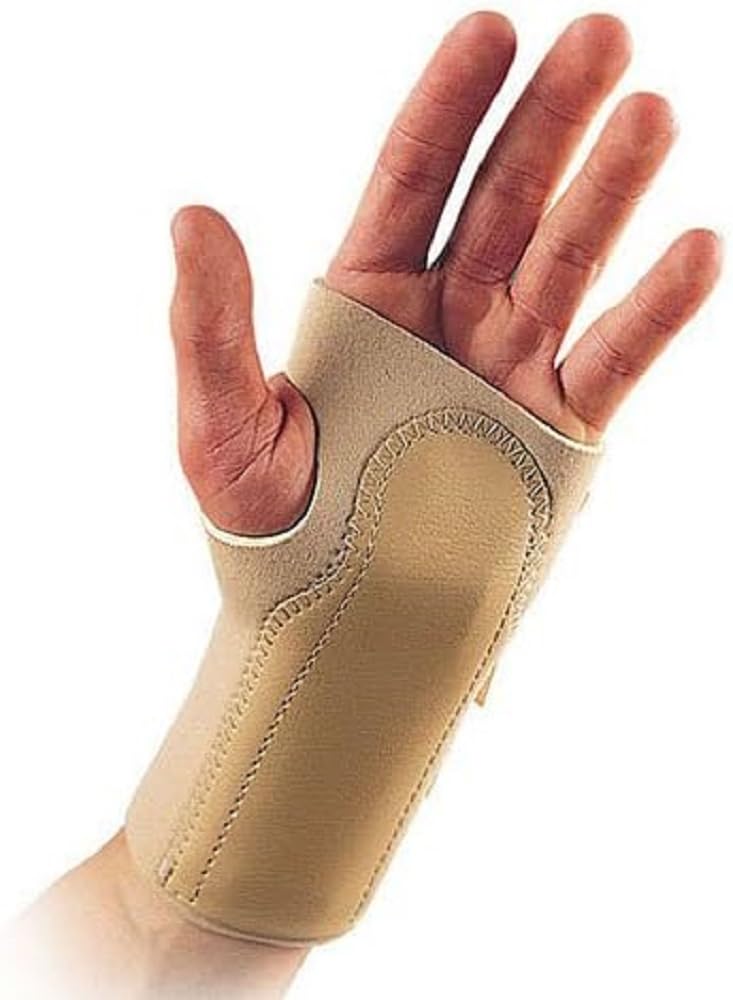 Neoprene Wrist Brace, Left, Small, Beige, Integral Palm Support, Ideal for Tendonitis, Sprains, & Wrist Injuries, Therapeutic Warmth & Compression, Features Thumb Abuction, Easy-to-Apply