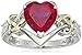 Amazon Essentials Sterling Silver and 14k Yellow Gold Diamond and Heart-Shaped Created Ruby Ring (0.03 cttw, I-J Color, I3 Clarity), Size 6, (previously Amazon Collection)
