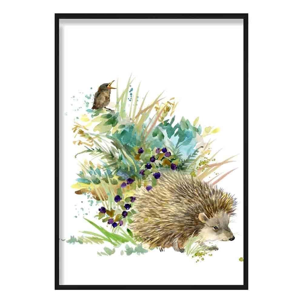 Artze Wall Art Baby Hedgehog Watercolour Poster, 40 cm Width x 50 cm Height