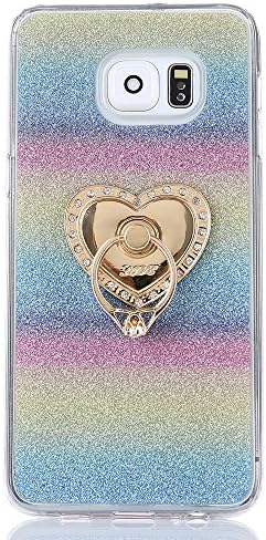 Samsung SS7 edge case,AICOO Heart 360 Degree Rotating Ring Holder Kickstand Shiny Shockproof TPU Flexible Bumper Slim-Fit Sratchproof Protective Cover For Samsung S7,Colorful