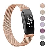 SWEES Metal Band Compatible Fitbit Inspire & Fitbit Inspire HR, Milanese Mesh Stainless Steel Magnetic Replacement Band Accessories Small Large for Women Men, Silver, Black, Lilac, Sangria, Champagne
