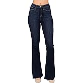 Judy Blue Women's High Waisted Raw Hem Tall Flare Jeans