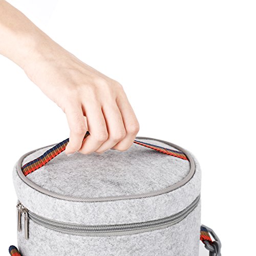 Unichart Stainless Steel Square Lunch Box Insulated Lunch Bag Lock Container Bag Spoon and Chopsticks Set Food Storage Boxes for work and school (3-Tier) (round lunch bag) - Thumbnail 4