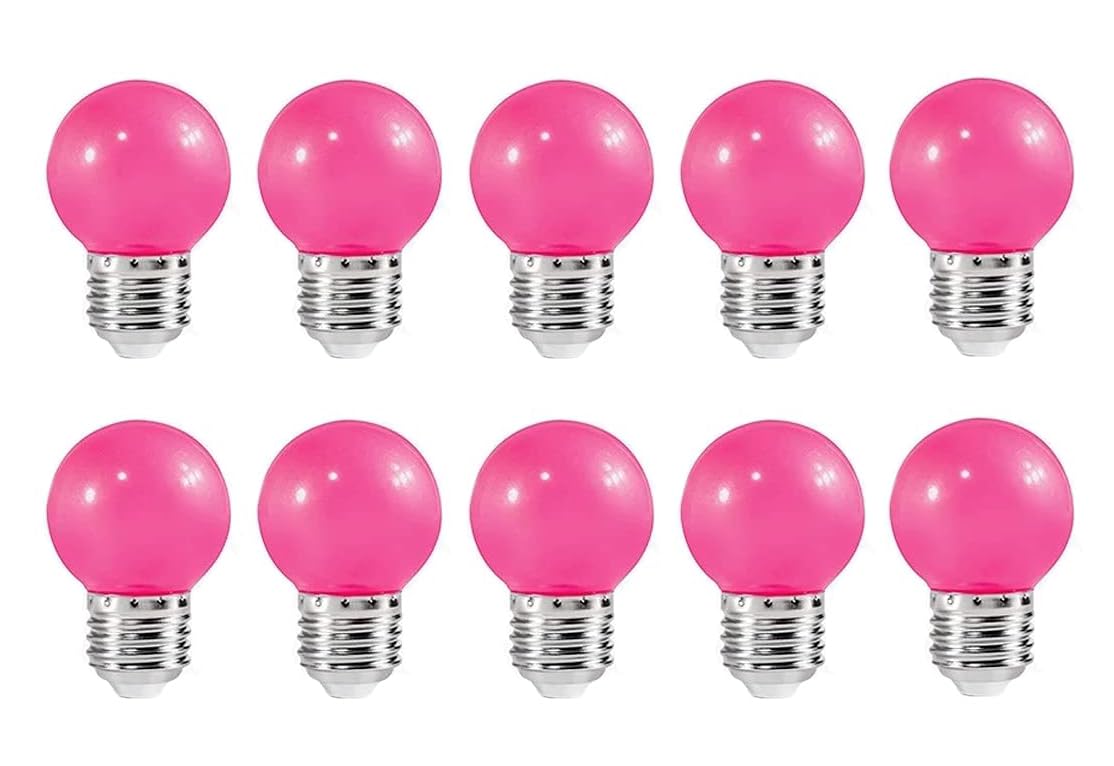 ZFQ 10 Pack E27 Bayonet Colored LED Light Bulbs 2W G45 Golf Ball Mini Globe Bulb Lighting Bulbs,Pink for Outdoor Indoor String Patio Garden Party Christmas, Tree, Fairy Party Night Lights — image 1