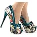 Show Story Multicoloured Floral Pattern Bow Peeptoe Platform Party Pumps,LF80824