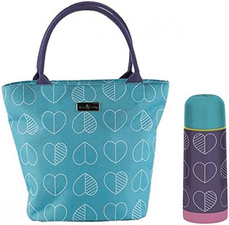 Beau &amp; Ellliot Insulated Lunch Tote Bag &amp; Flask Thermos, Confetti Outline Teal