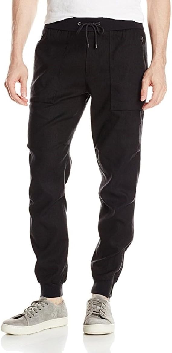 Amazon.com: Vince Men's Linen Jogger Flight Pant with Ankle Zip, Black, 38: Clothing